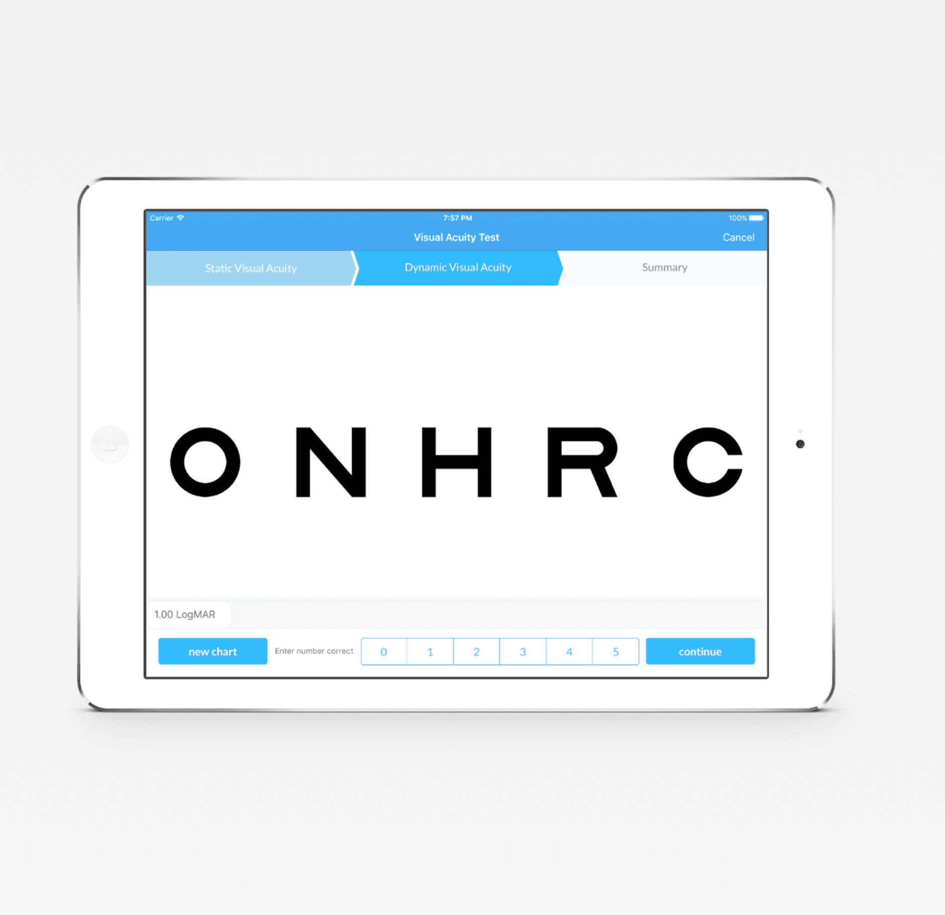 Vision test on an iPad